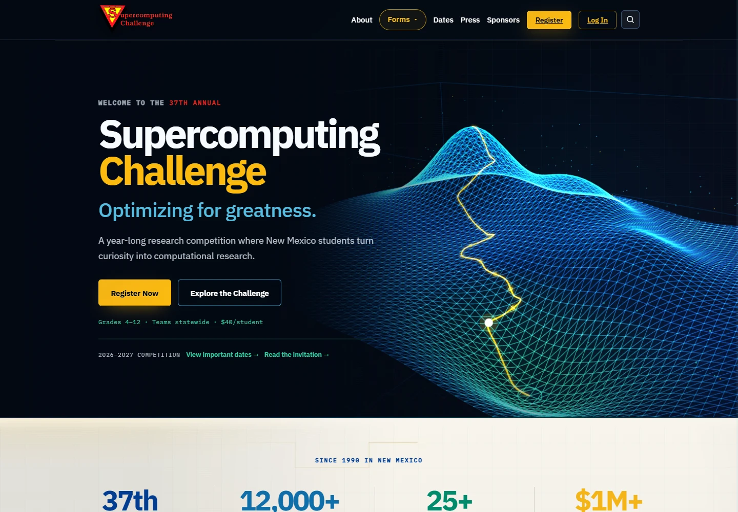 Supercomputing Challenge website for New Mexico student computational research
